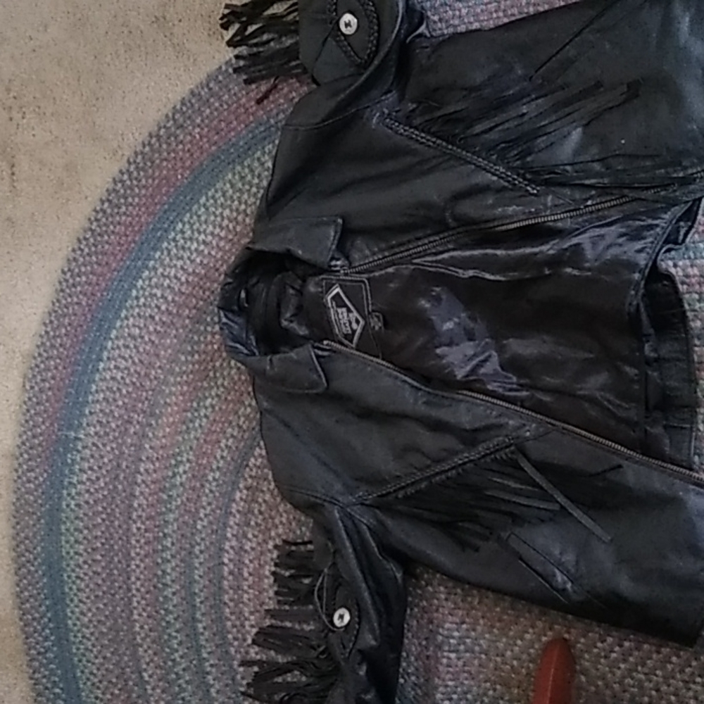 Black biker leather by diamond plate size 2X